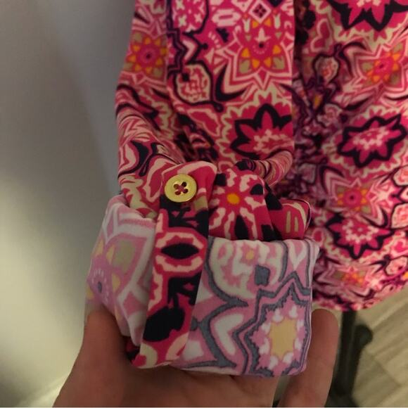 NEW AmberNoon II UPF 50 Half-Zip Swim top Rash Guard pink print long sleeve sz M - Picture 7 of 10